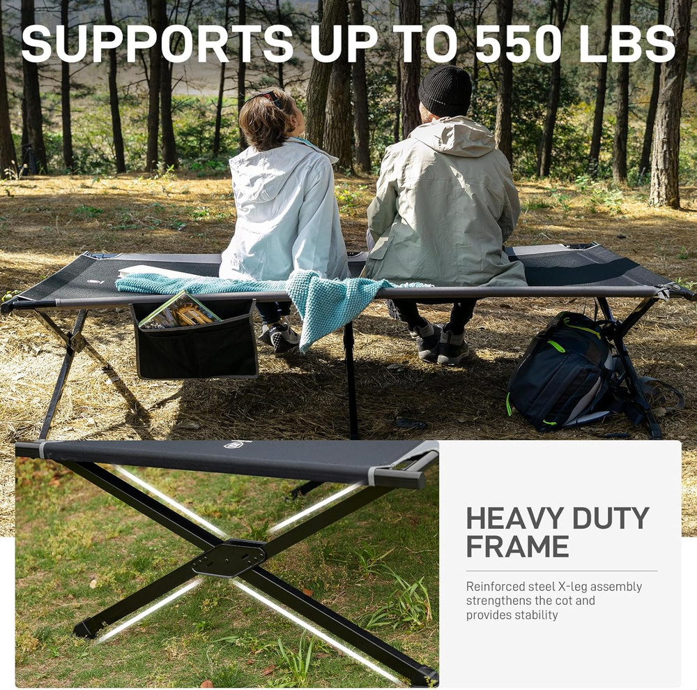 EVER ADVANCED Extra Wide Camping Cot for Adults Oversized XXL Sleeping Cots Fold