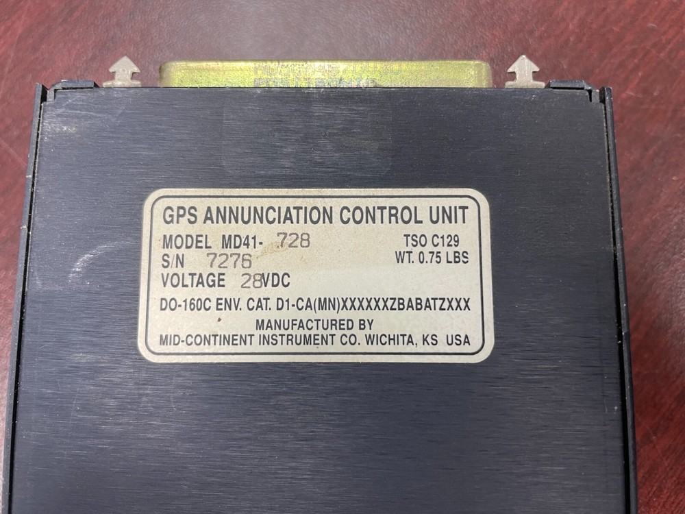 Mid-Continent MD 41-728 GPS Annunciation Control Unit