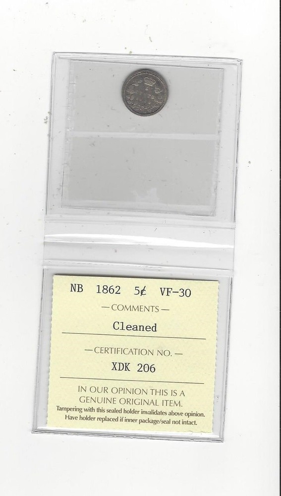 1862, ICCS Graded New Brunswick Five Cent, **VF-30 Cleaned**