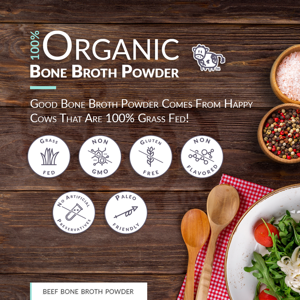 Bone Broth Powder - Pure Protein Organics - Grass-fed