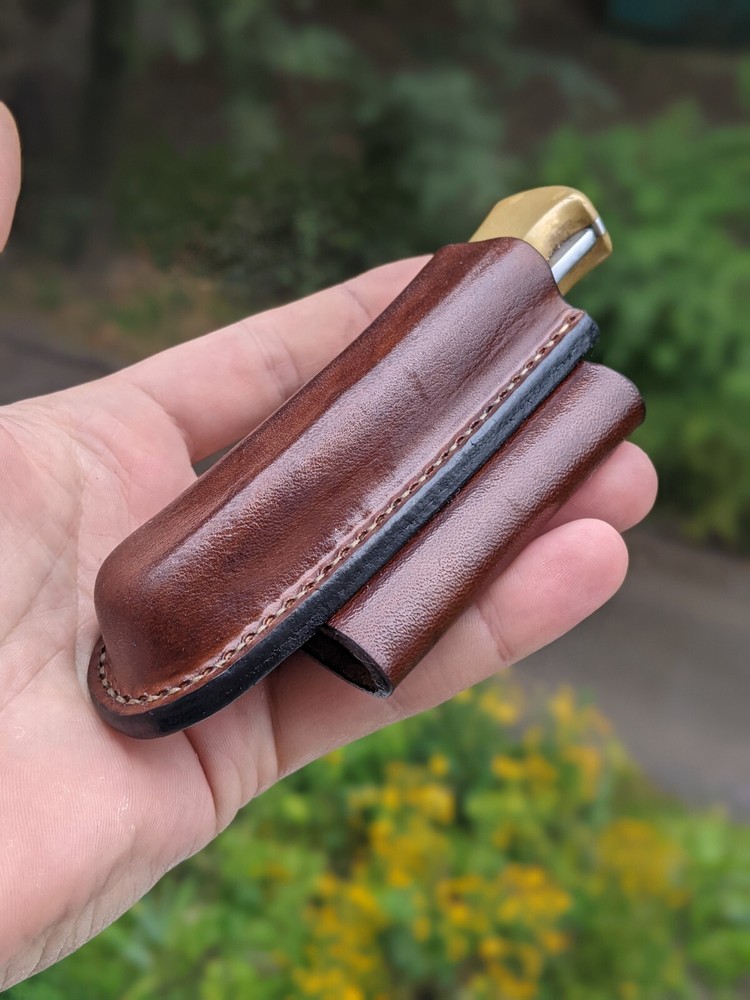Horizontal scabard leather sheath for buck 110 Folding Hunter