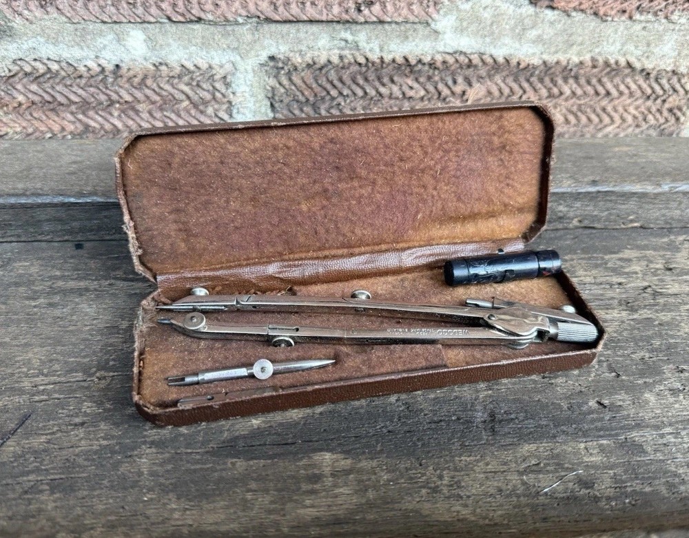 Vintage Wedoco 461 Drawing Compass Set In Original Case Engineering Surveying