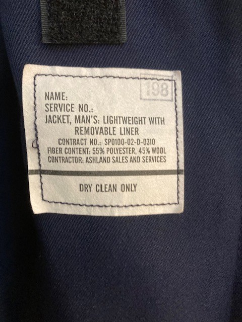 USAF and/or USCG, CURRENT ISSUE, BLUE WINDBREAKER JACKET, SIZE 44 REGULAR