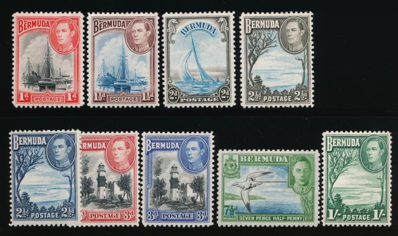 BERMUDA 118-128 MINT HINGED KGVI KEYPLATES
