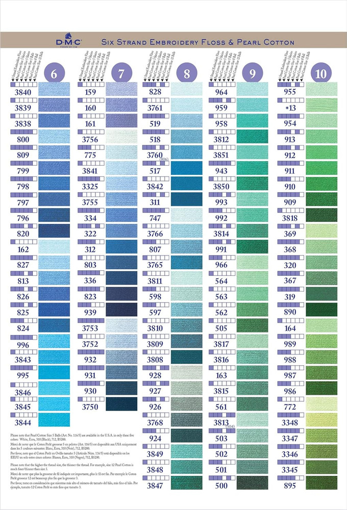 COLORCRD Needlework Threads 12-Page Printed Color Card with Thread Guide