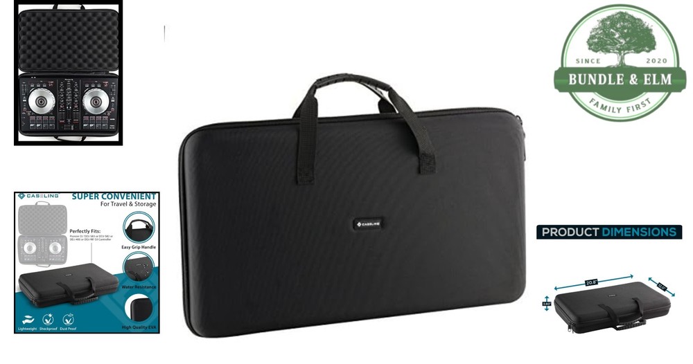 Compact Hard Shell Case for DJ Equipment, Fits 2-Deck Controllers, Travel Ready