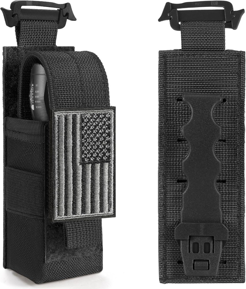 Tactical Flashlight Holster, Adjustable Flashlight Pouch Holder Molle Torch Carr