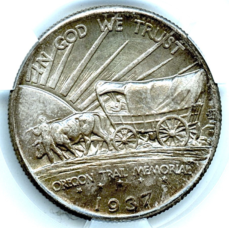 1937-D Oregon Trail Silver Commemorative, CACG MS66