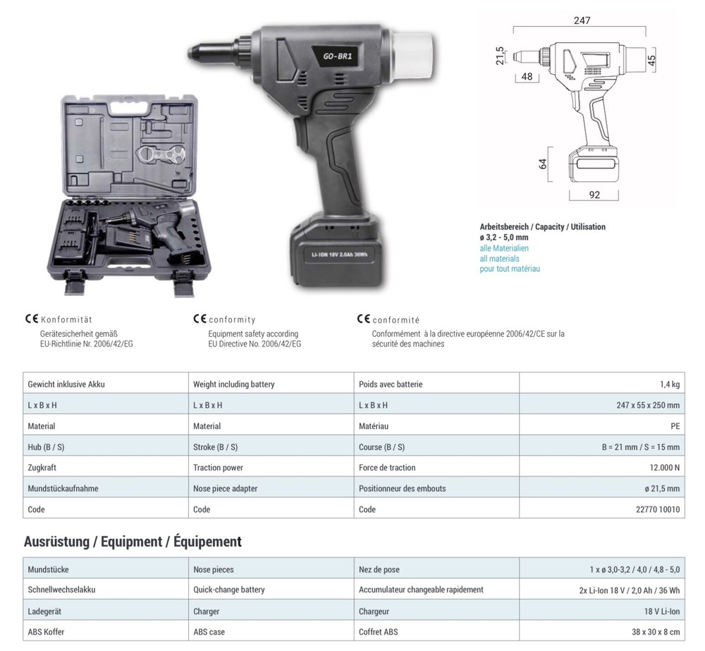 Goebel GO-BR1 18v Rivet Tool Set