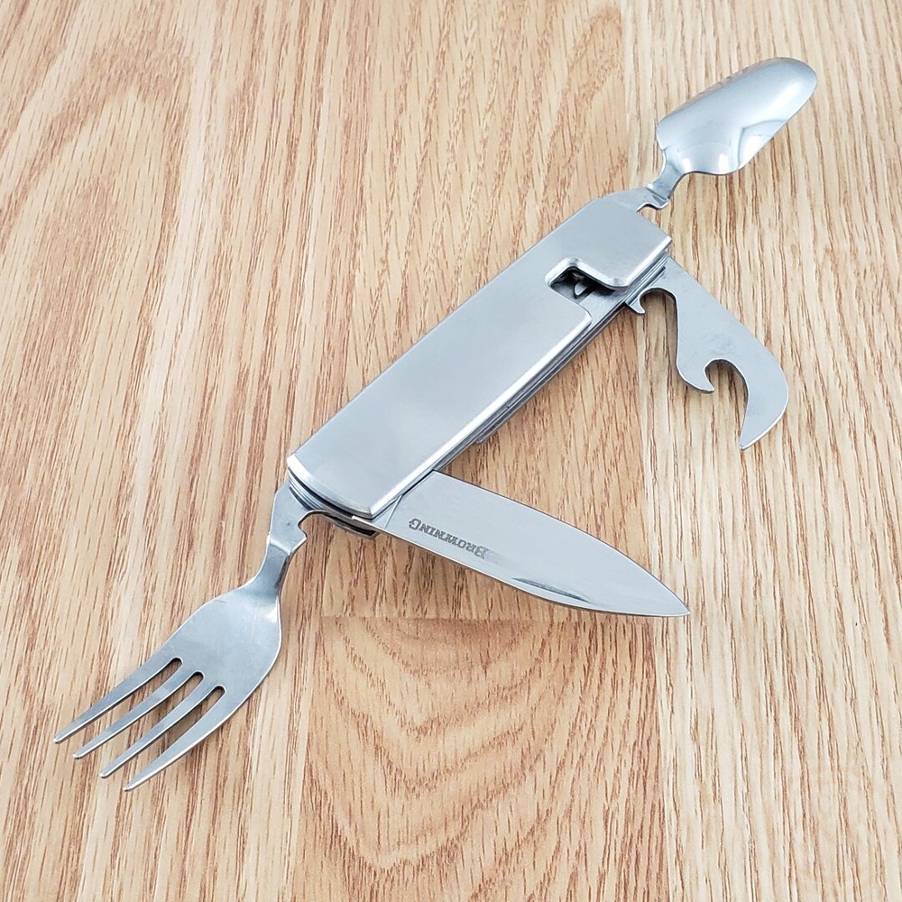 Browning Camping Knife Stainless Handle Blade Fork Spoon Bottle/Can Openers