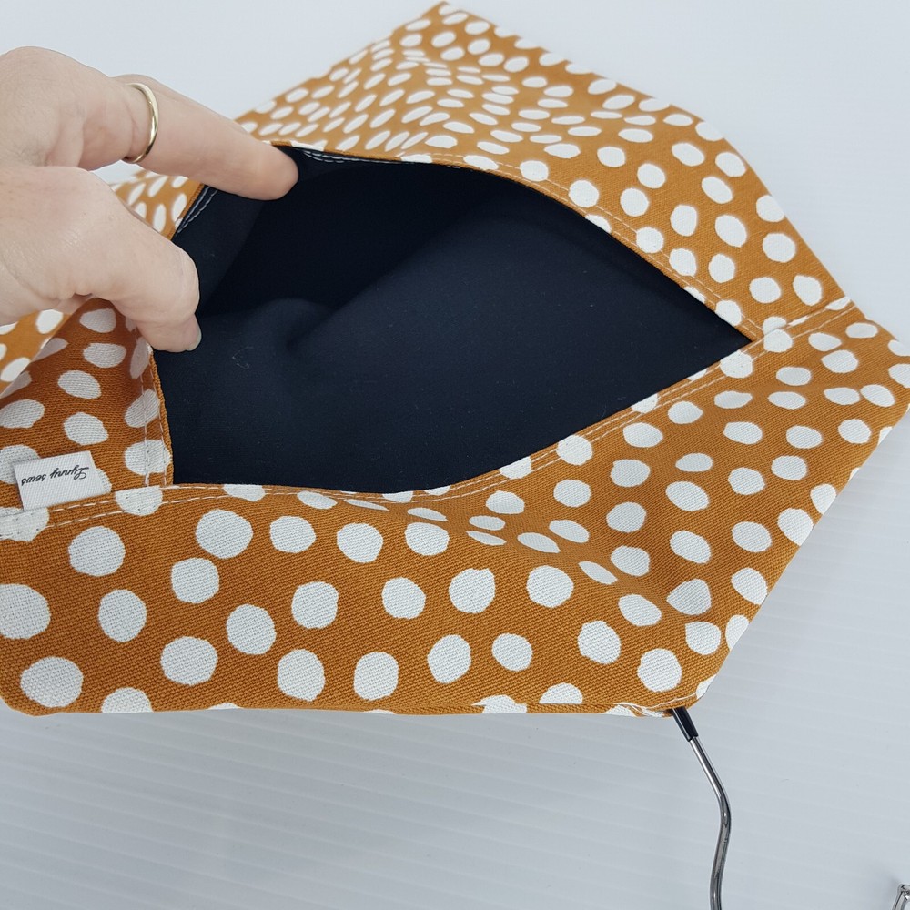 Peg Bag Handmade Mustard & White Spotted Lined Laundry Clothes Peg Holder