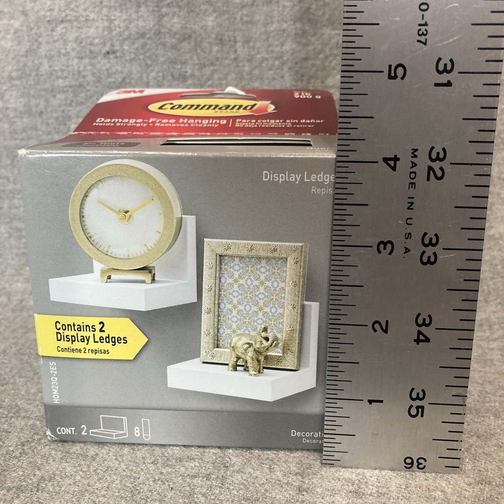 3M Command Display Ledges 2 Pack White New Wall Shelf Shelves Ledge Decor 2 Lbs