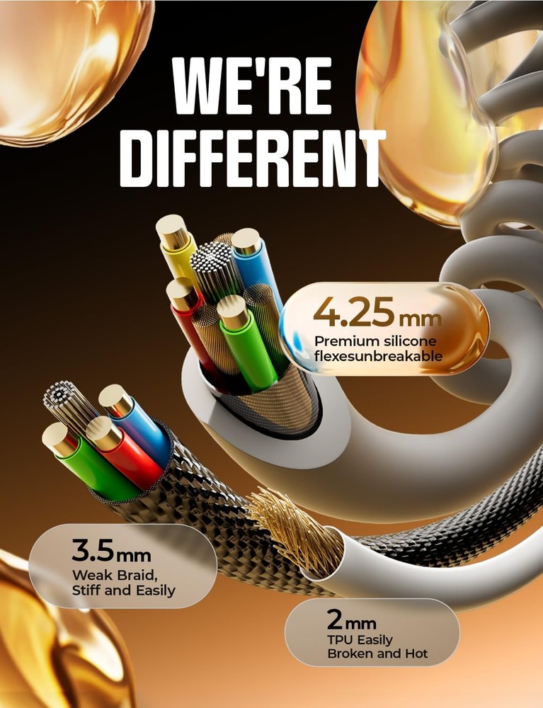 LISEN Coiled USB C Cable, 2 Pack for Android Auto & CarPlay 4FT, Space Gray