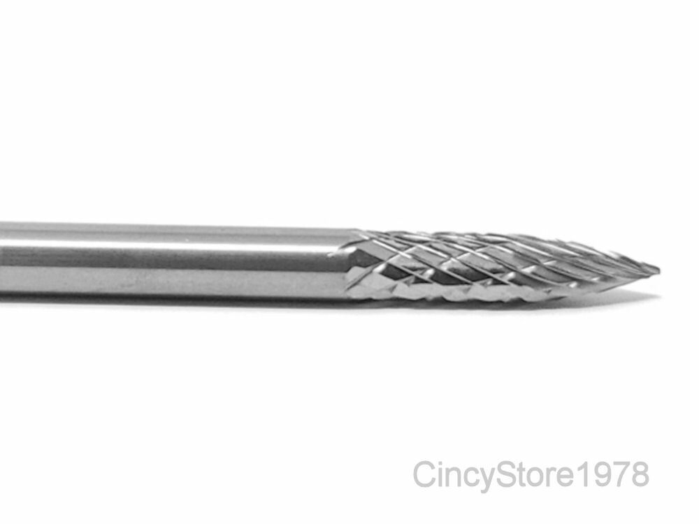 SG43D Tree Shape SOLID Carbide Burr Bur Cutting Tool Die Grinder Bit 1/8"