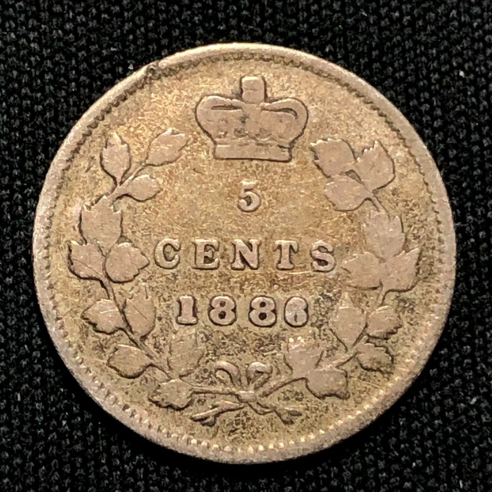 1886 Silver Five Cents Canada Very Good Condition