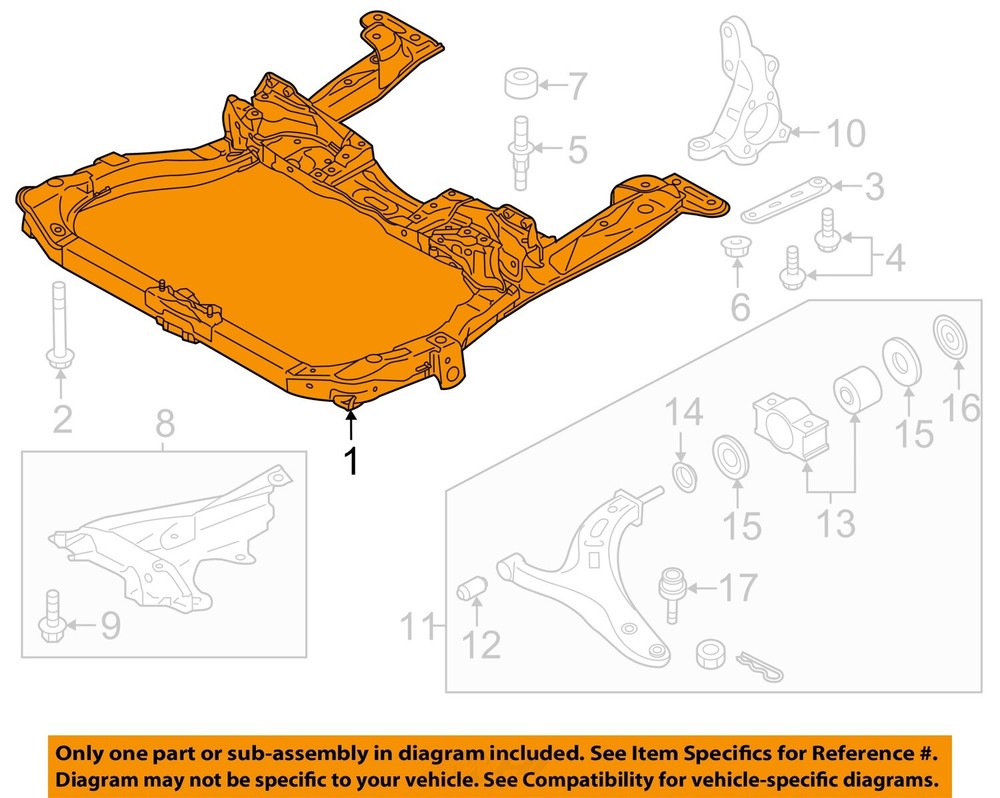 Used Front Frame Crossmember fits: 2018 Subaru Legacy front Wagon Outback Front