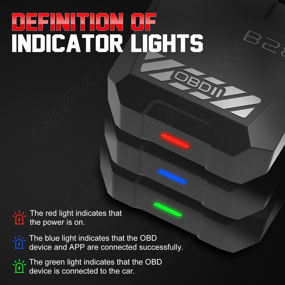 CHUSYYRAY Bluetooth Car OBD2 Scanner Diagnostic Scan Tool for iPhone & Android