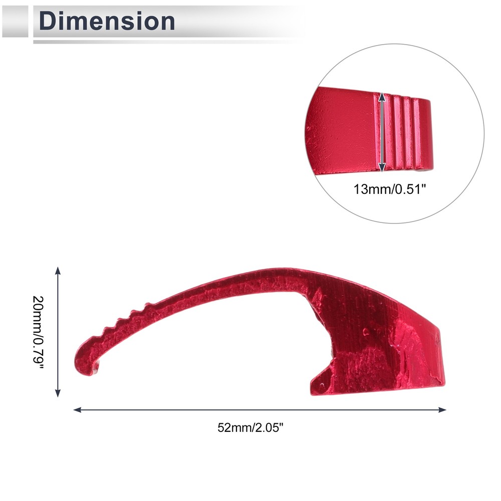 Rectangular helmet hanger hook for scooter bike, red, 1 set, 6mm