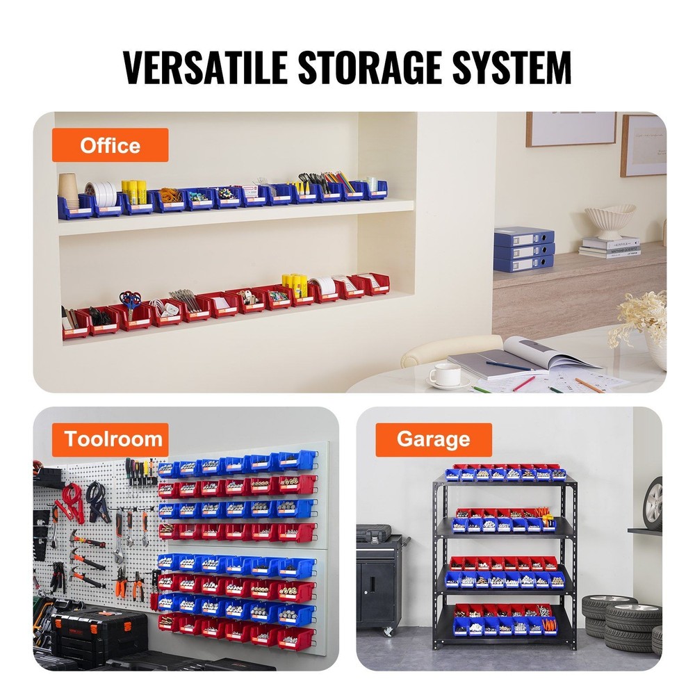 5x4x3in High Strength Stackable Plastic Bin Organizers 24 Unit