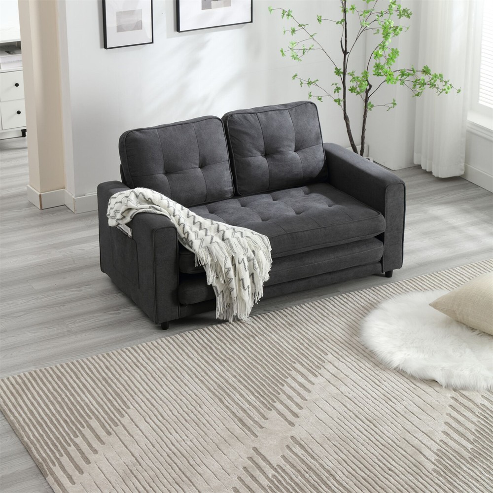 Convertible Sleeper Sofa Bed Velvet Loveseat Sofa Couch Futon Sofa Pull-Out Bed
