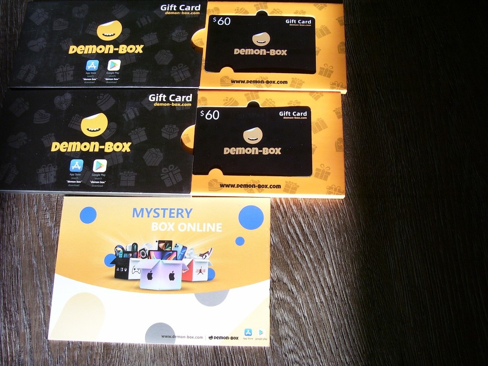 2 Demon-Box Gift Cards 60.00 Each