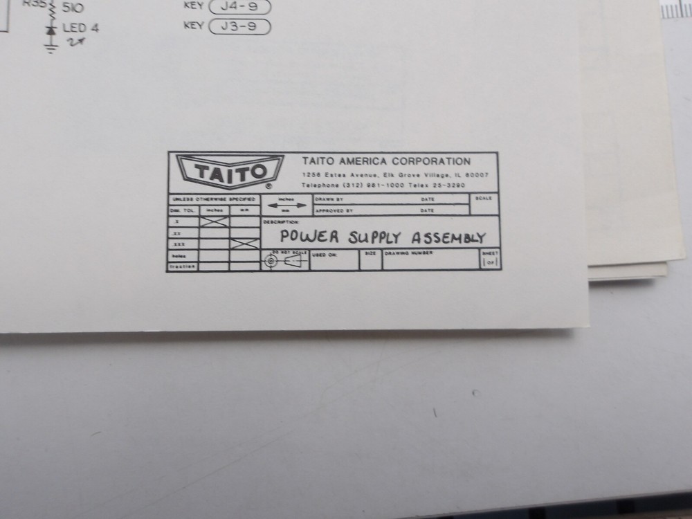 Taito- Schematics - Several Pages - NOS