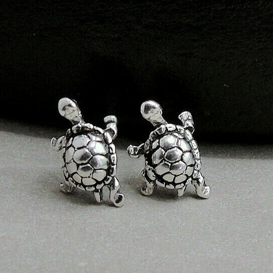 925 Sterling Silver Turtle Tortoise Post Stud EARRINGS