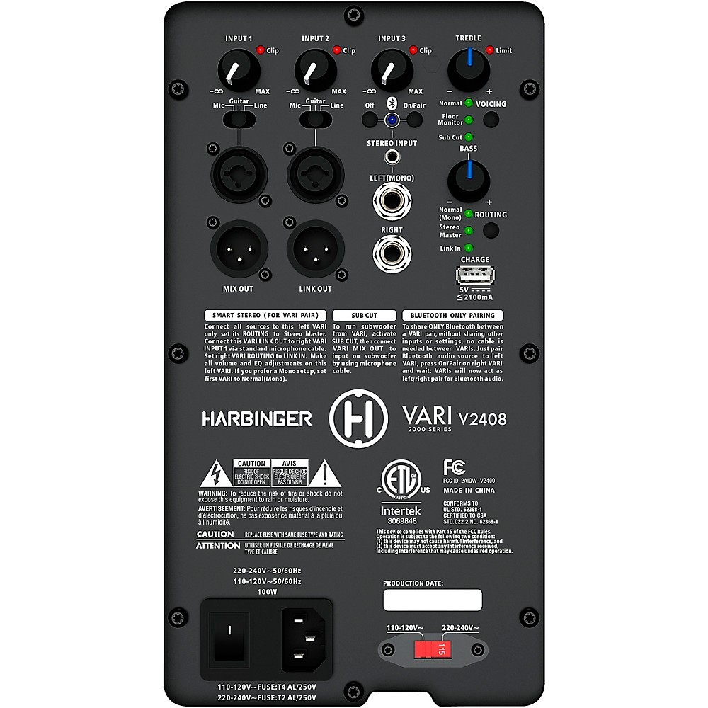 Harbinger VARI 2408 8" Powered Speakers Package With Stands