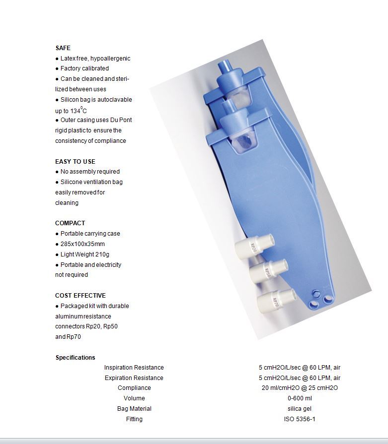 Test Lung, Adult Pro Ventilator Simulator