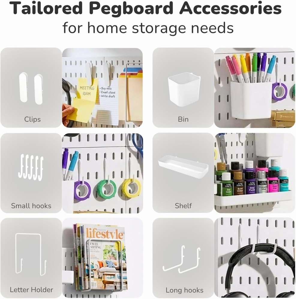 Modular Peg Board Organizer - White, 22"×22"