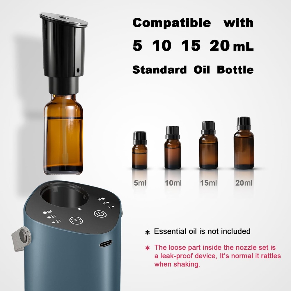 Waterless Essential Oil Diffuser for Car & Home, Aromatherapy Diffuser with 4...