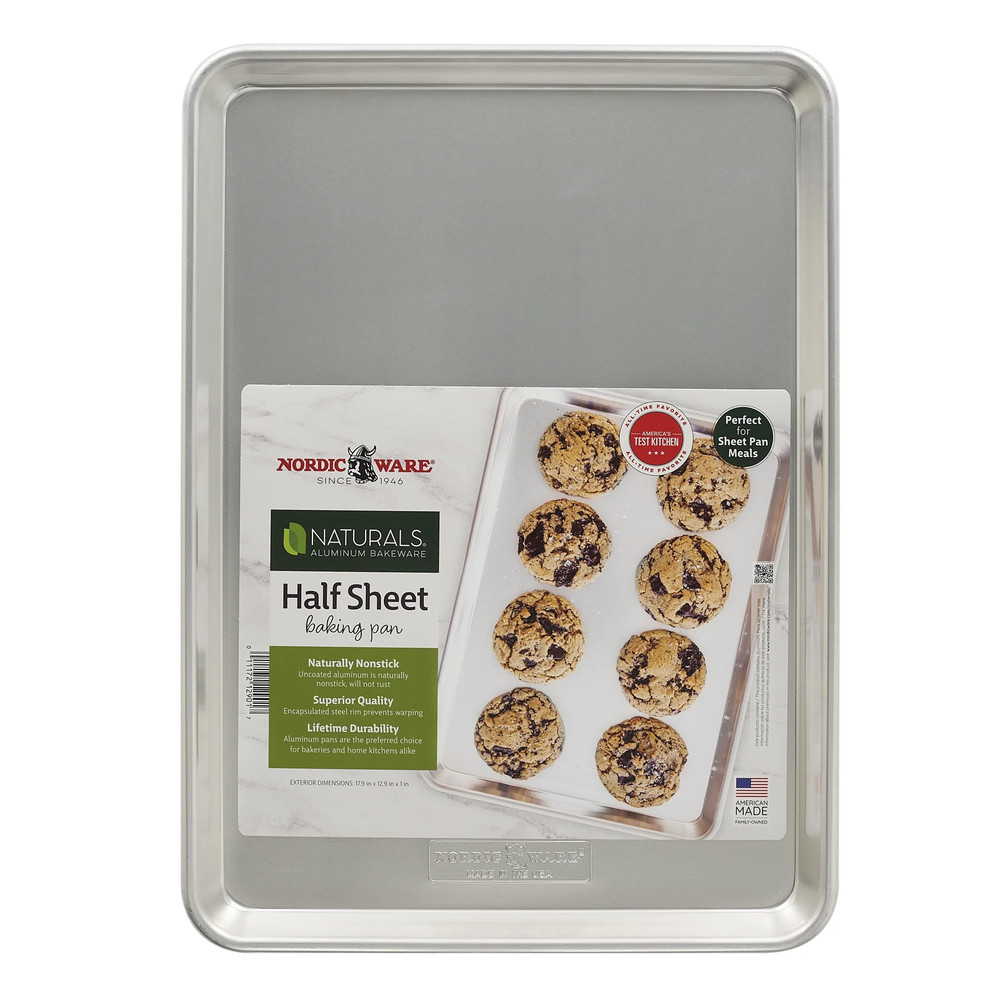 Naturals 18" X 13" Aluminum Half Sheet, Rectangular Cookie & Baking Sheet Pan