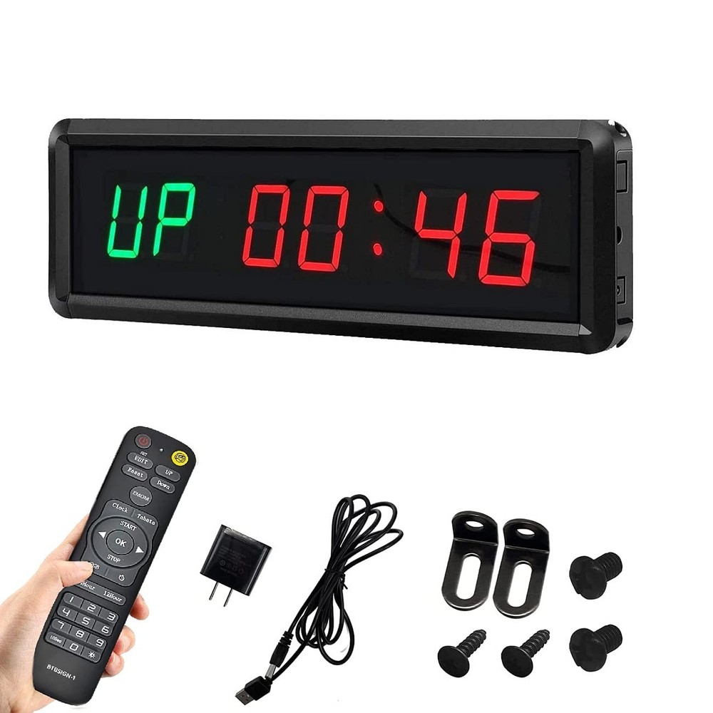BTBSIGN LED Interval Timer Count Down/Up Clock Stopwatch with Green+red