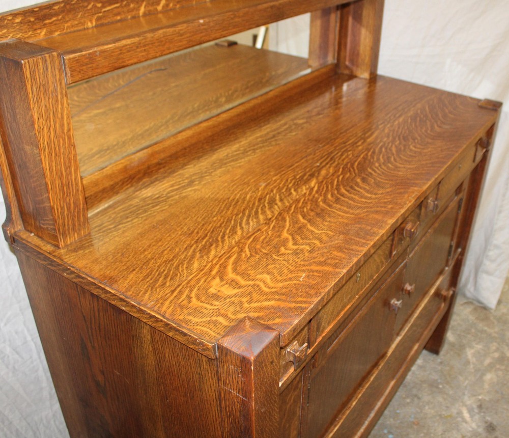 Antique Arts & Crafts Mission Oak Sideboard Buffet