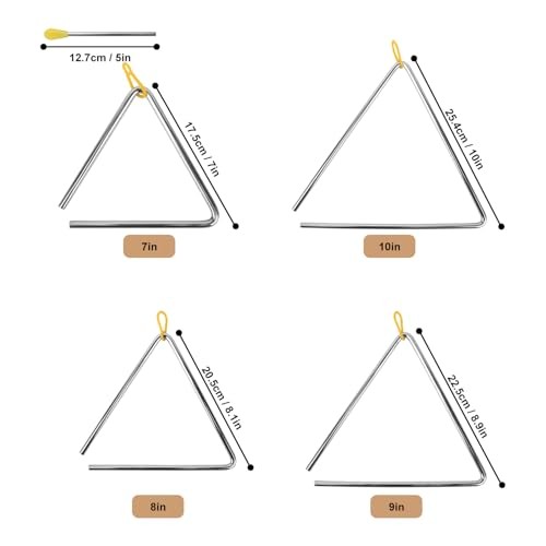 8 PCS Triangle Musical Percussion Instruments, Triangle Instrument with