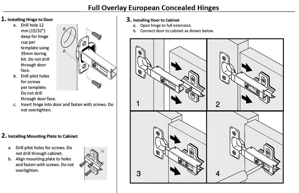 Berta Full Overlay Frameless Concealed Cabinet Hinges (60 Pack)