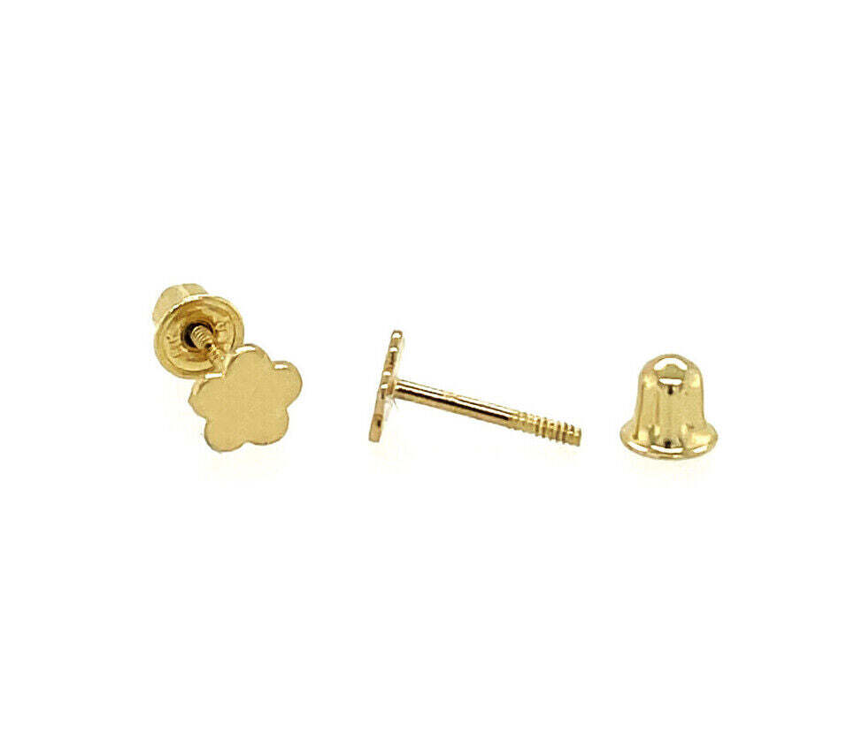 14K White Gold Flower CZ Stud Earring with screw back