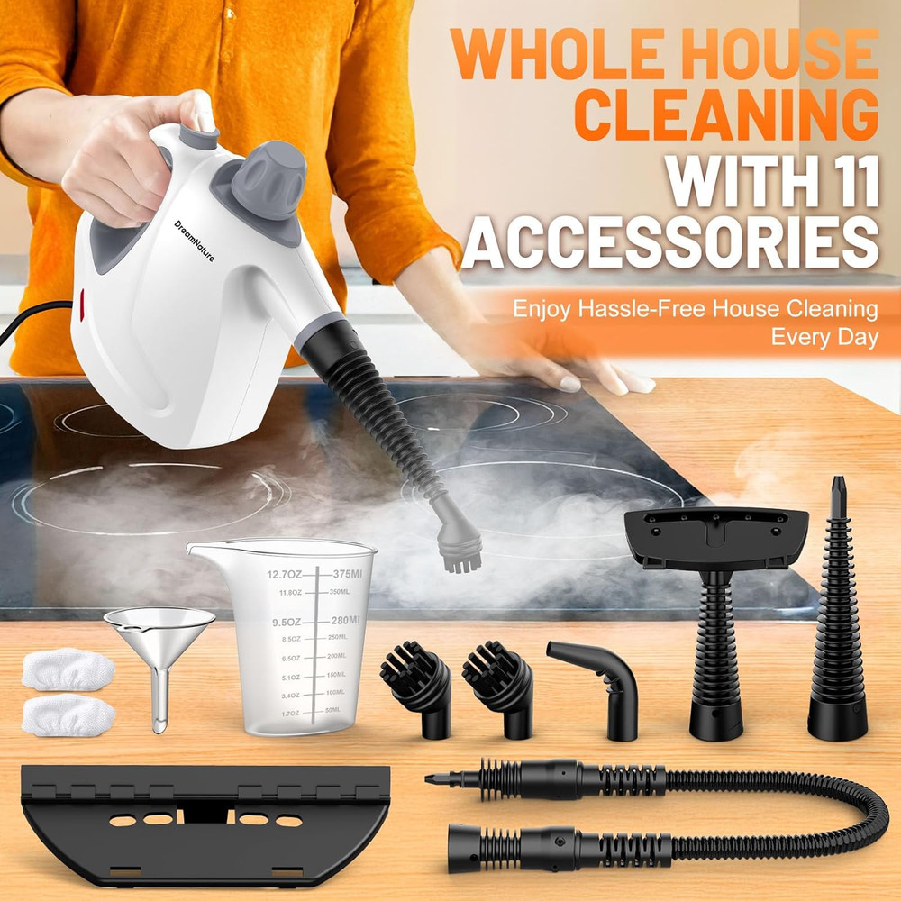 Multi-Surface Handheld Pressurized Steam Cleaner with 11-Pieces Accessories, 15.