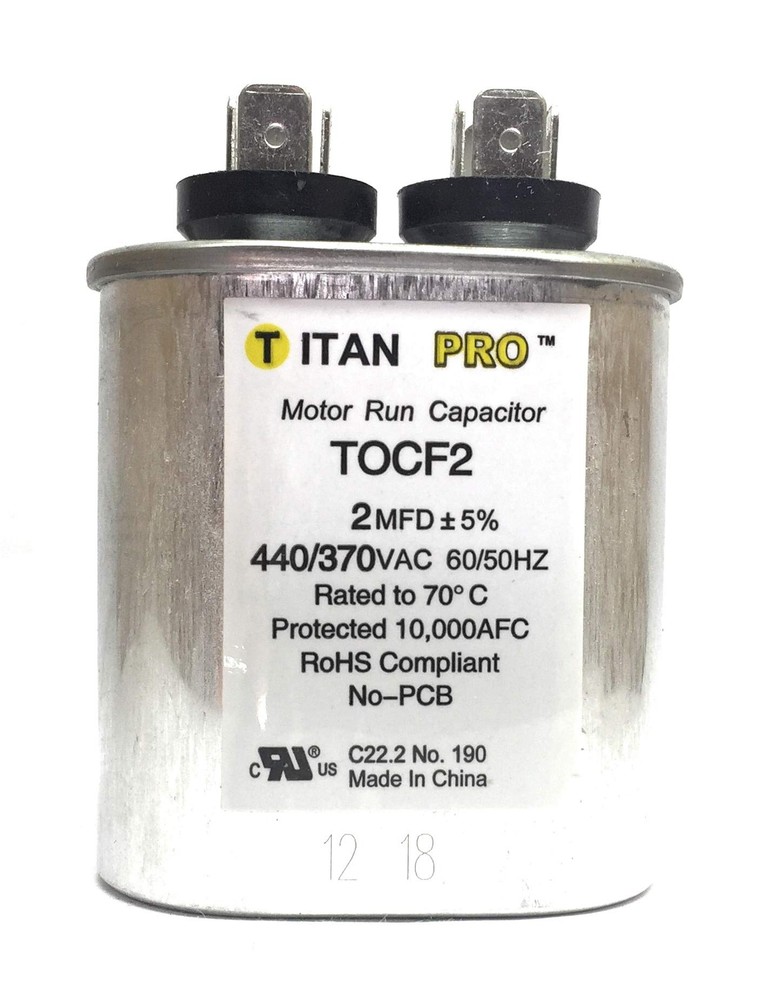 Motor Run Capacitor 2 MFD 2-3/4 in. H