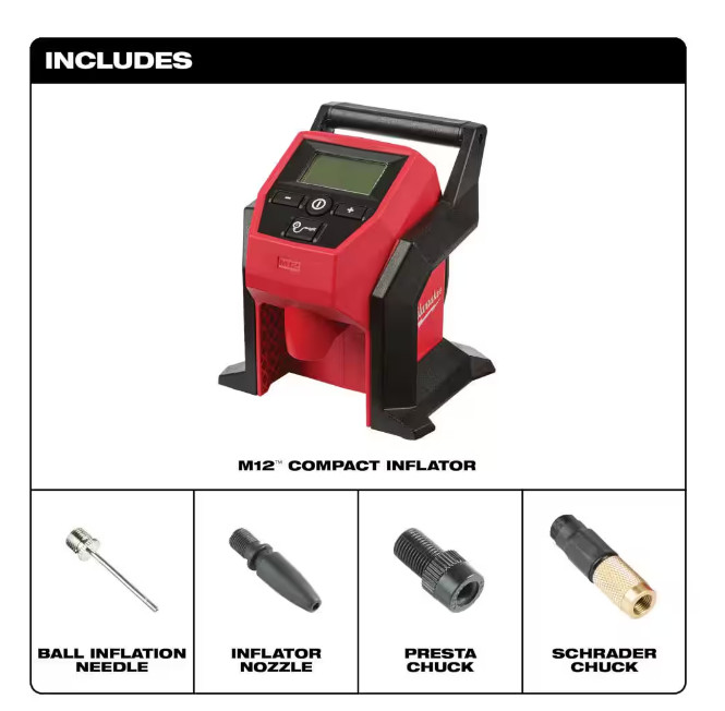 Milwaukee M12 Cordless Compact Inflator 2475-20 (Tool Only)