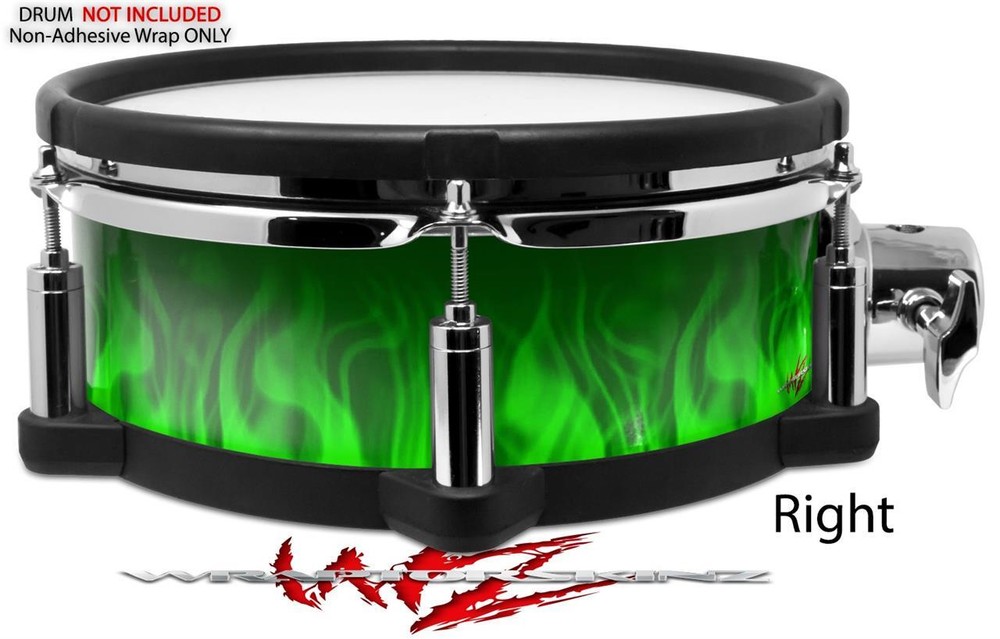Wrap for Roland vDrum Shell PD108 Fire Flames Green