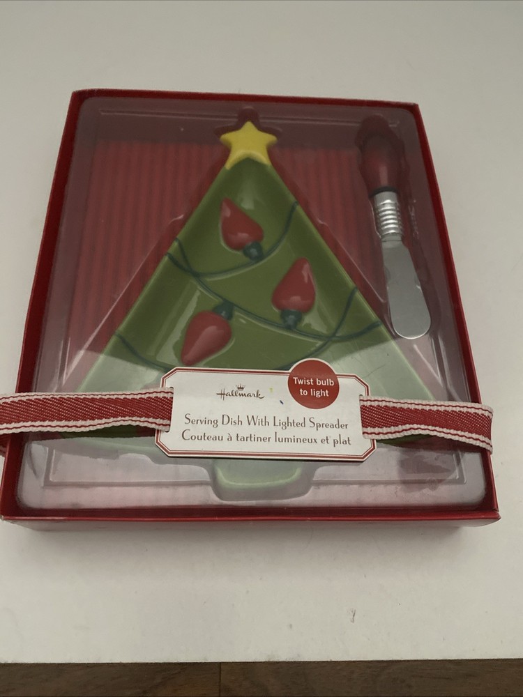 Hallmark Christmas Tree Serving Dish with Lighted Spreader