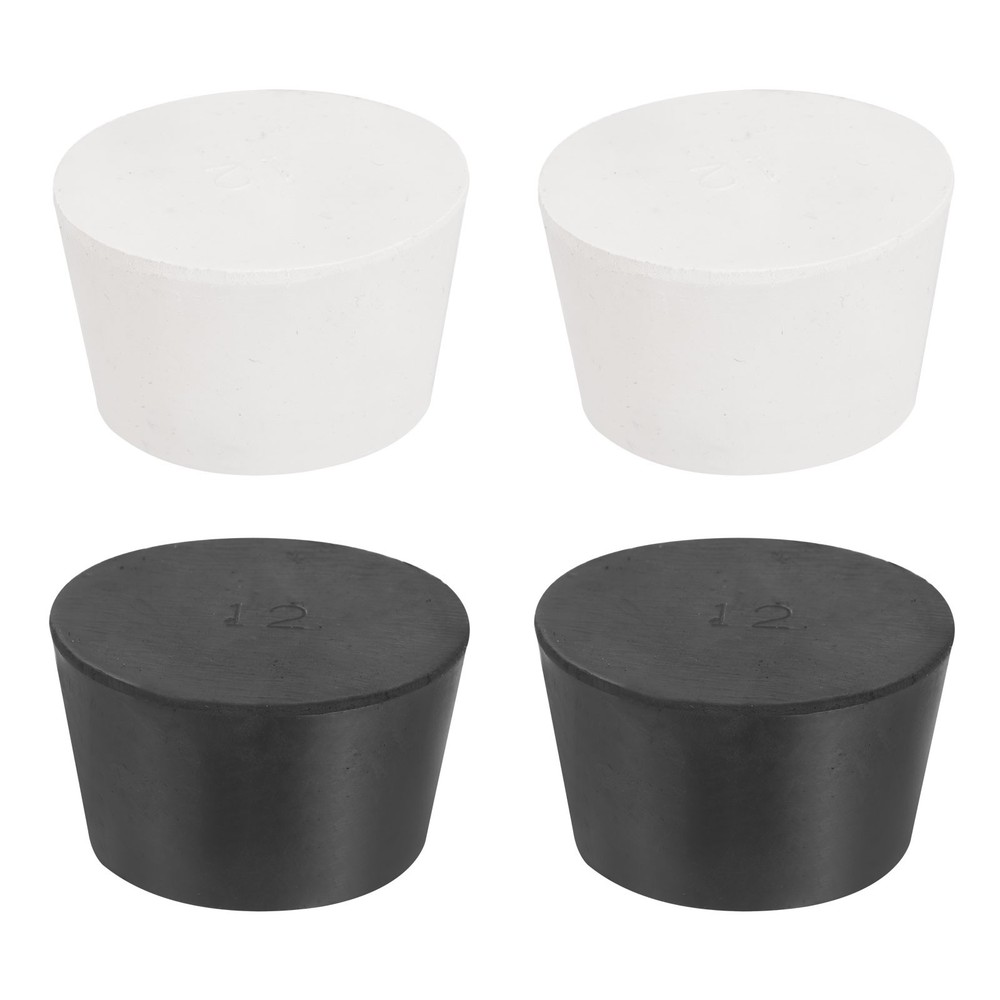 4 Pcs Solid Rubber Stopper Size 12#-62mm x 51mm - 36mm Long, Black/White