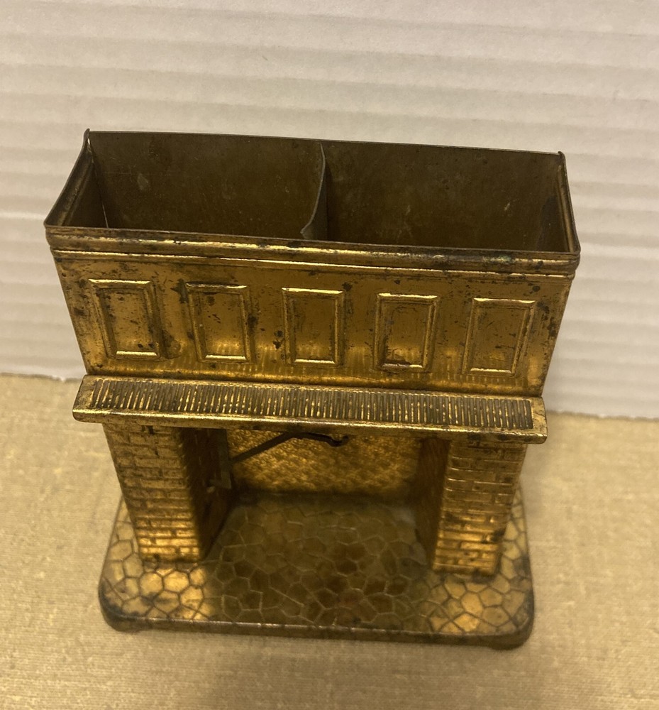 Antique Brass Figural Fireplace Shaped Match Holder