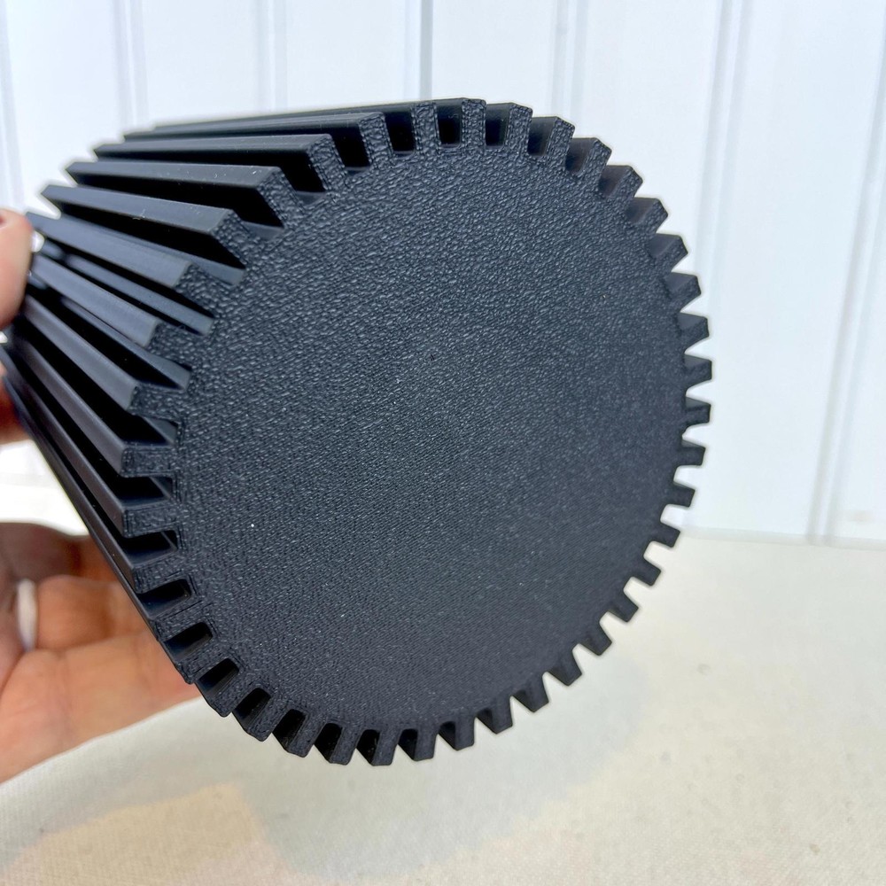 Striped Lidded Storage Container, Organizer for Desk, Vanity or Home