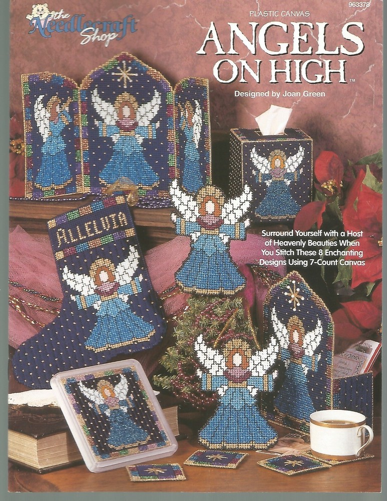Angels on High Plastic Canvas Patterns Ornament Coasters Card Caddy Stocking D30