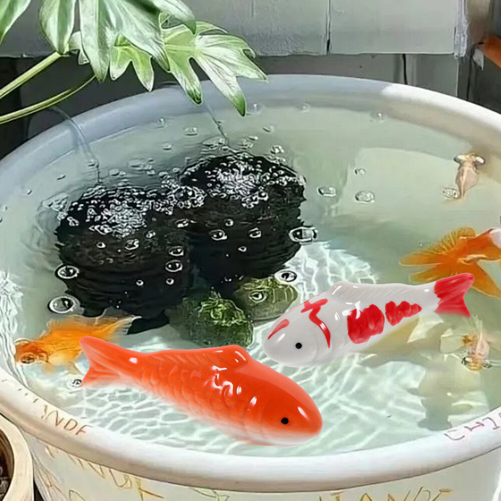 2Pcs Fish Decor Decorative Fish Ceramic Floating Fish Ceramic Fish Crafts
