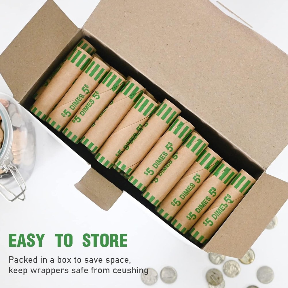 L LIKED 118 PCS Preformed Coin Wrappers Rolls-Dimes