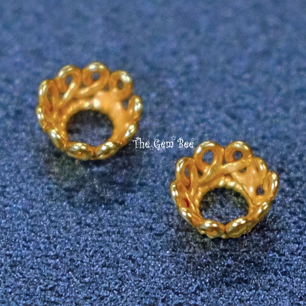 4.5mm 18k Solid Yellow Gold Petite Bead Cap Finding (2) or (10)