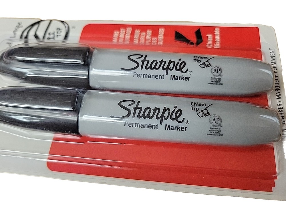 2PK Broad/Large Black Chisel Tip Sharpie 2 per pack = 4 Permanent Markers NEW!